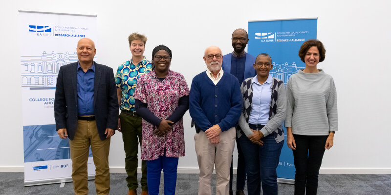 left to right: Prof. Ahmad Sa’di, Prof. Imke Meyer, Prof. Foluke Unuabonah, Prof. Irven Resnick, Prof. Patrício Langa, Prof. Zintombizethu Matebeni, Prof. Heidi Schlipphacke; not in the picture: Dr Althea Greenan (will arrive in November)